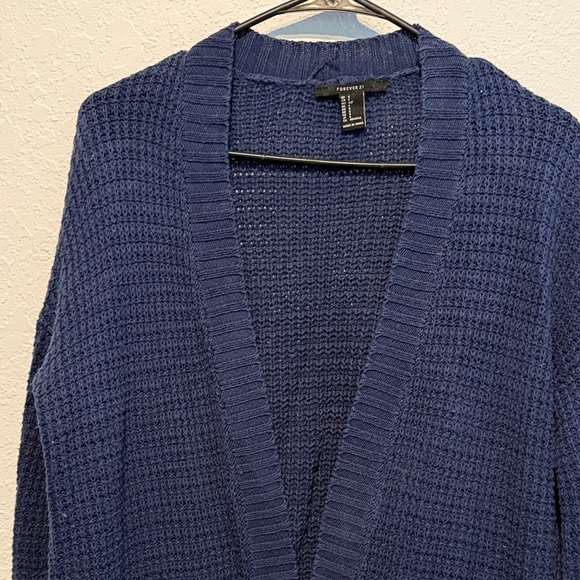 Forever 21 Navy Blue Women's Cardigan size S Knit Cozy Fall Winter Long Sleeve - Picture 4 of 8